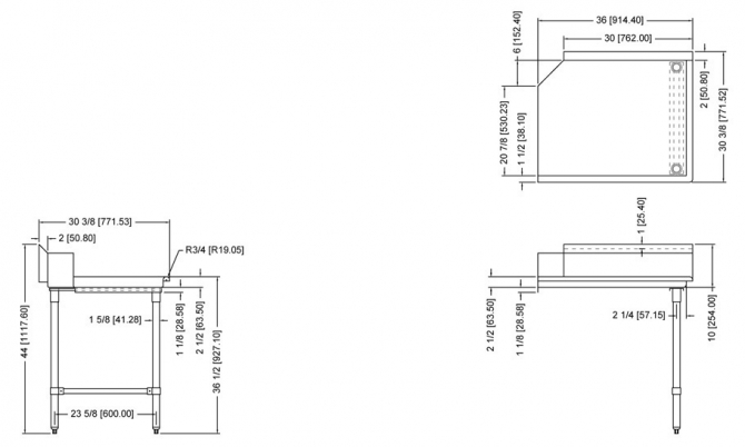 Omcan 28475 36" Right side stainless steel clean dish table 