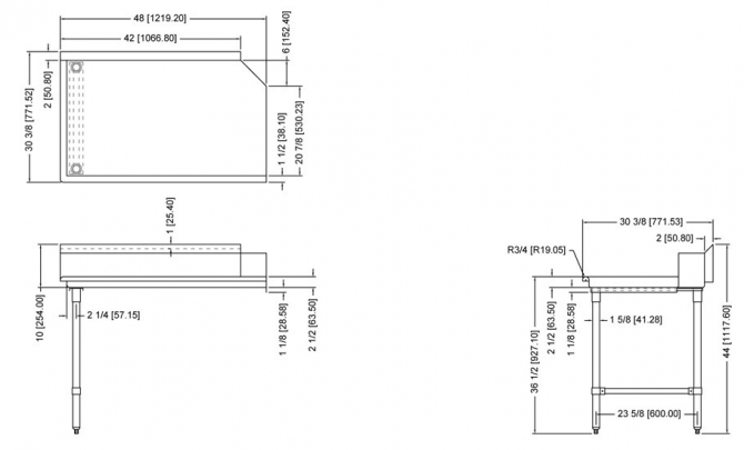 Omcan 28476 48" Left side stainless steel clean dish table 