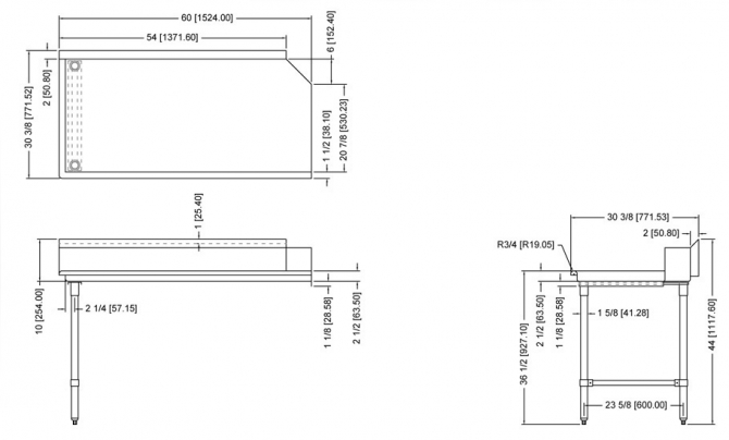 Omcan 28478 60" Left side stainless steel clean dish table 