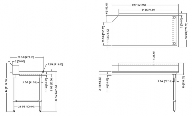 Omcan 28479 60" Right side stainless steel clean dish table 