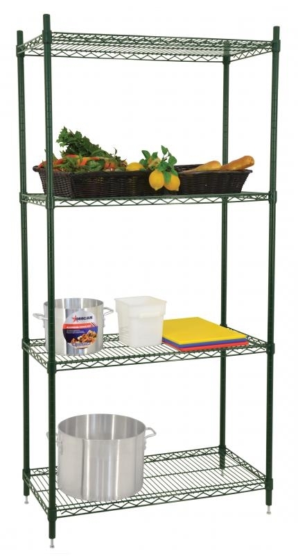 Omcan 4 tiers 18"x48" wire shelves 18"x48"x72"H Epoxy wire shelf set 