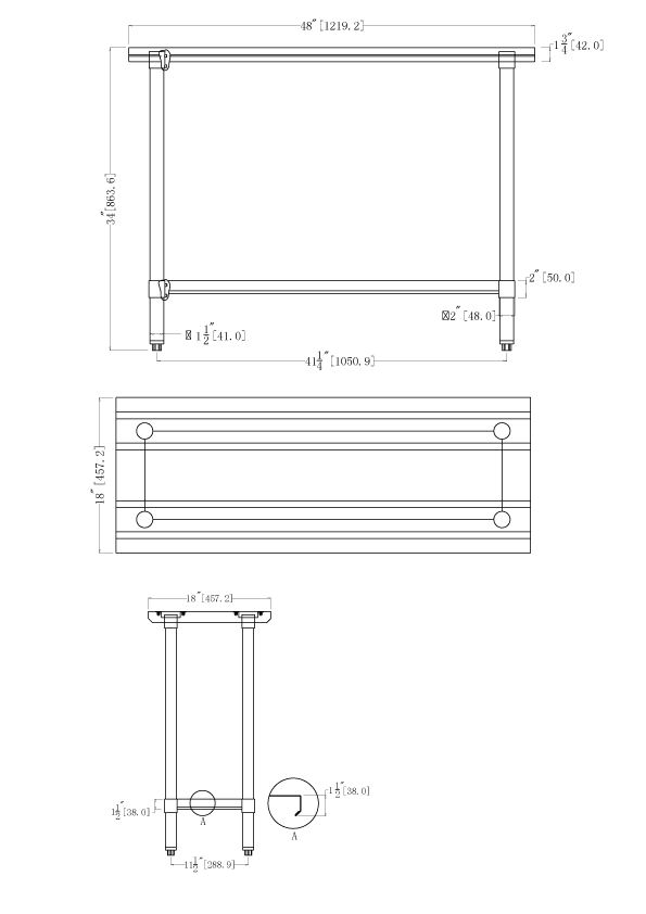 Omcan 47721 18"x48"x35"H Stainless Steel Work Table 
