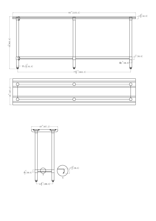 Omcan 47725 18"x96"x35"H Stainless Steel Work Table 