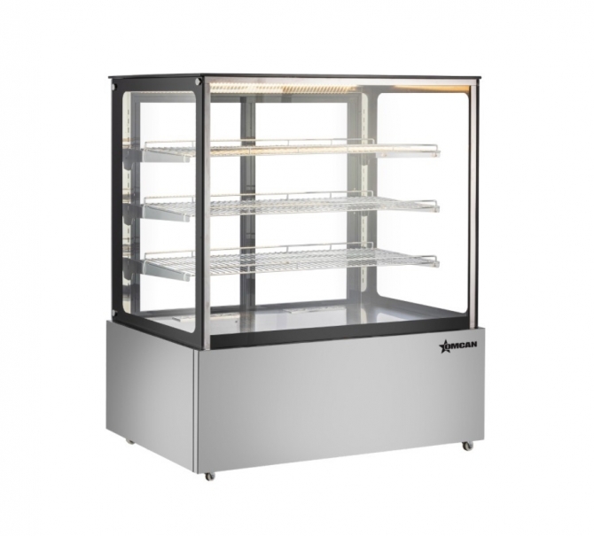 Omcan 49297 48" Floor Display Warmer 3 Shelves Square-Glass Front