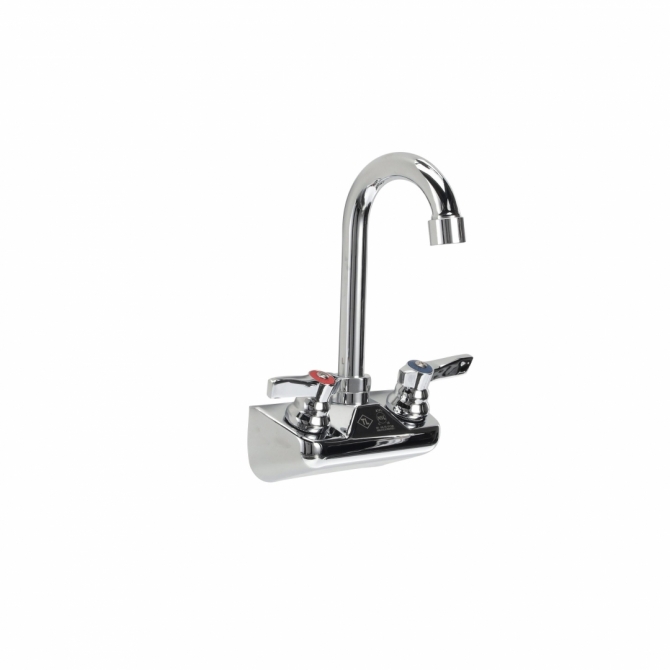 TOP LINE® TLL15-4100-SE1Z Wall Mount Faucet 4" OC Ceramic Valves with 3-1/2" Swivel Gooseneck Spout, Retail Packaging