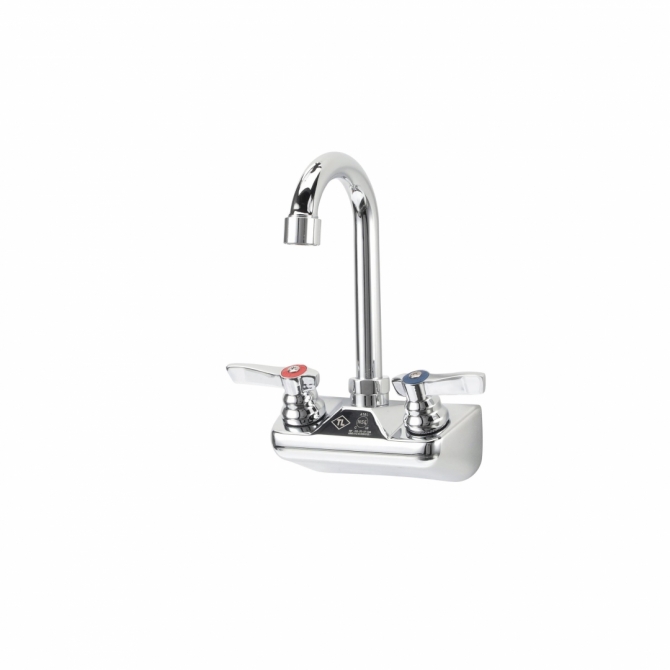 TOP LINE® TLL15-4100-SE1Z Wall Mount Faucet 4" OC Ceramic Valves with 3-1/2" Swivel Gooseneck Spout, Retail Packaging