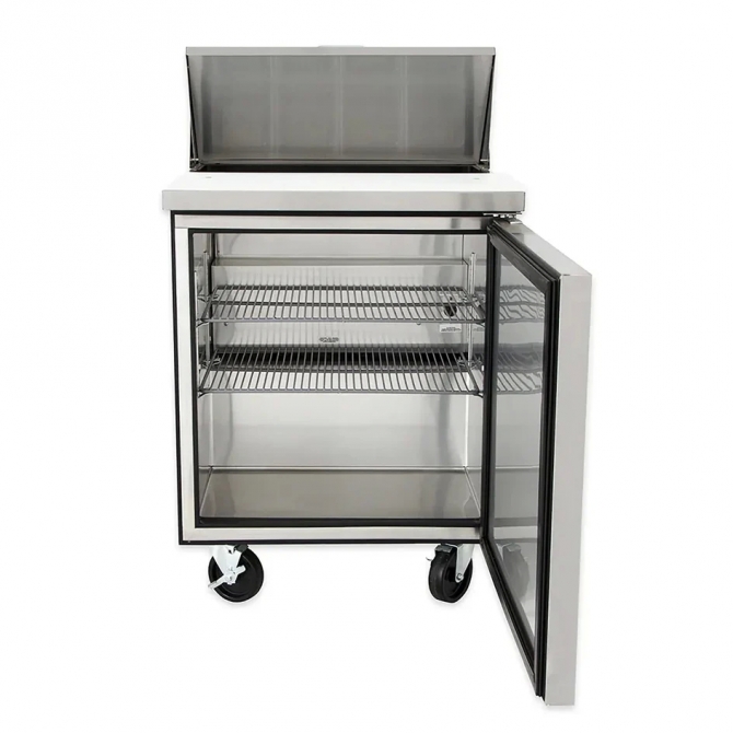 True  27" Stainless Steel Right Hinged Solid 1 Door Sandwich table / Prep Cooler TSSU-27-08-HC