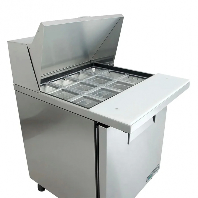 True  27" MEGA Stainless Steel Right Hinged Solid 1 Door Sandwich table / Prep Cooler TSSU-27-12M-C-HC