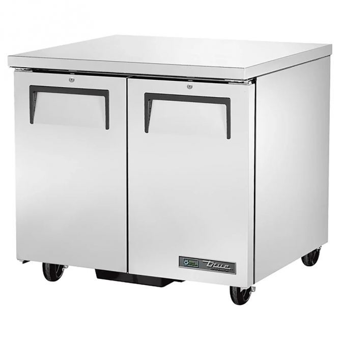 True 36" Stainless Steel Hinged Solid 2 Doors Under Counter Cooler TUC-36-HC
