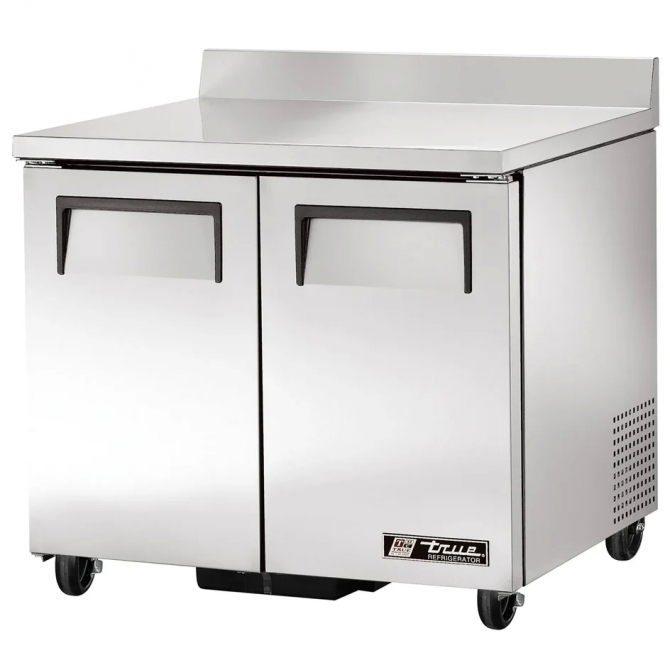 True 36" Stainless Steel Hinged Solid 2 Doors Worktop Cooler TWT-36-HC
