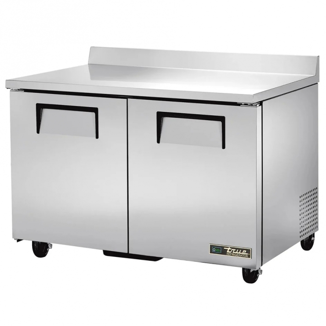 True 48" Stainless Steel Hinged Solid 2 Doors Worktop Freezer TWT-48F-HC