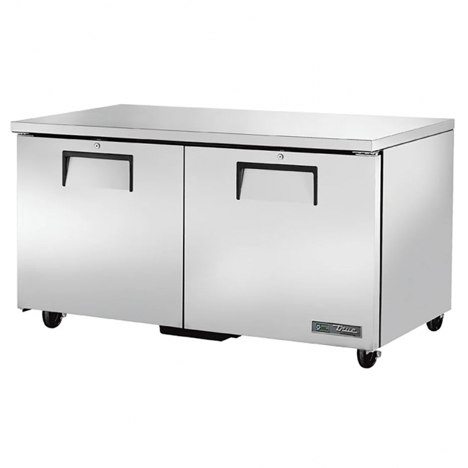 True 60" Stainless Steel Hinged Solid 2 Doors Under Counter Cooler TUC-60-HC