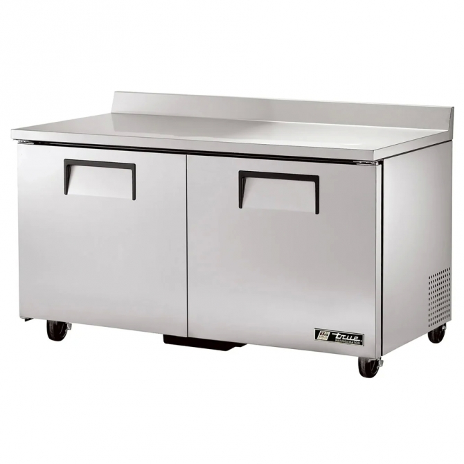 True 60" Stainless Steel Hinged Solid 2 Doors Worktop Freezer TWT-60F-HC