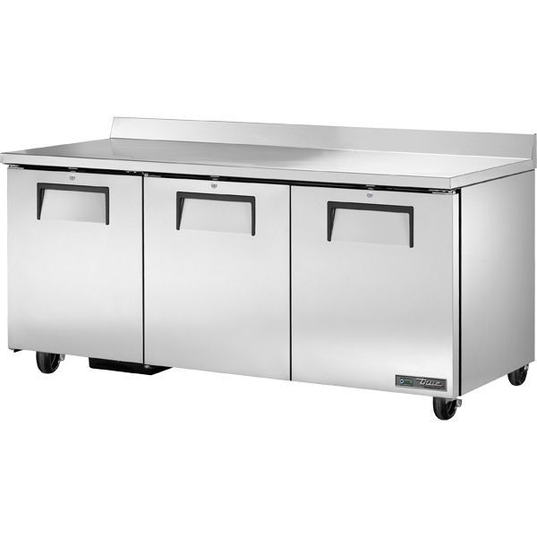 True 72" Stainless Steel Hinged Solid 3 Doors Worktop Cooler TWT-72-HC