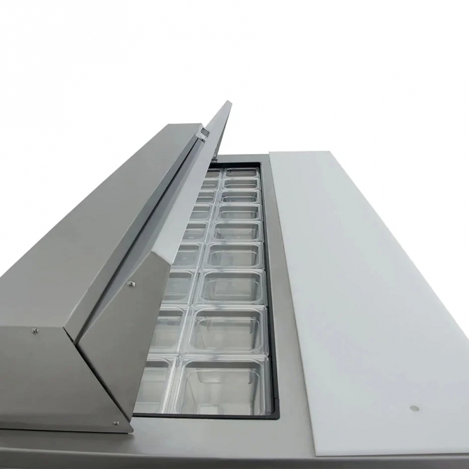 True 72" Stainless Steel Hinged Solid 3 Doors Sandwich table / Prep Cooler TSSU-72-18-HC