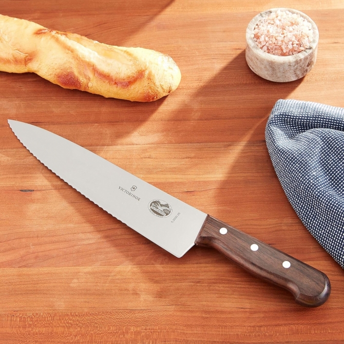 Victorinox 5.2030.25 Rosewood handle with 10" Wavy / Straight Edge Chef Knife