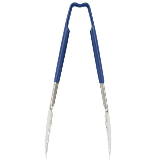 Vollrath 4780930 with Blue handle one-piece scalloped 9" tongs 