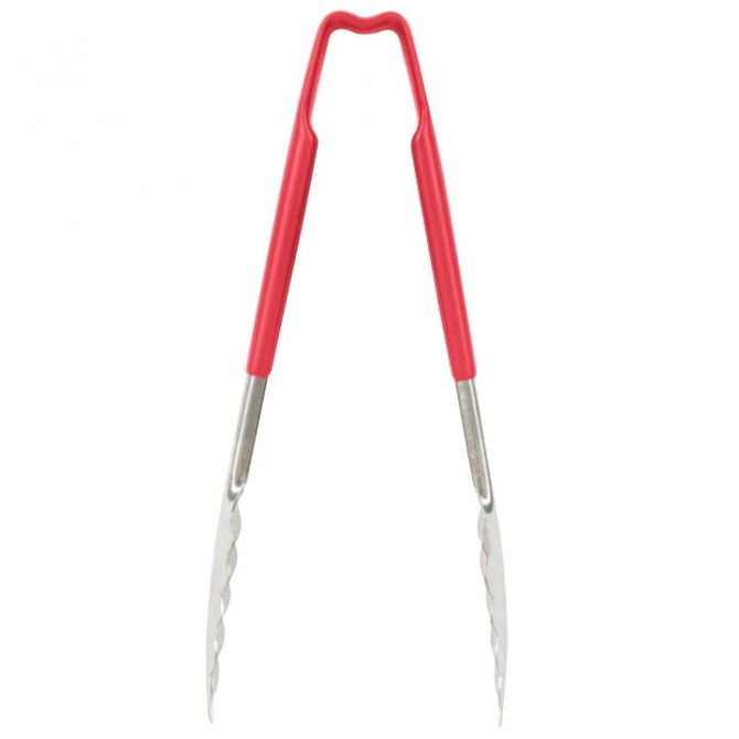 Vollrath 4780940 with Red handle one-piece scalloped 9" tongs 