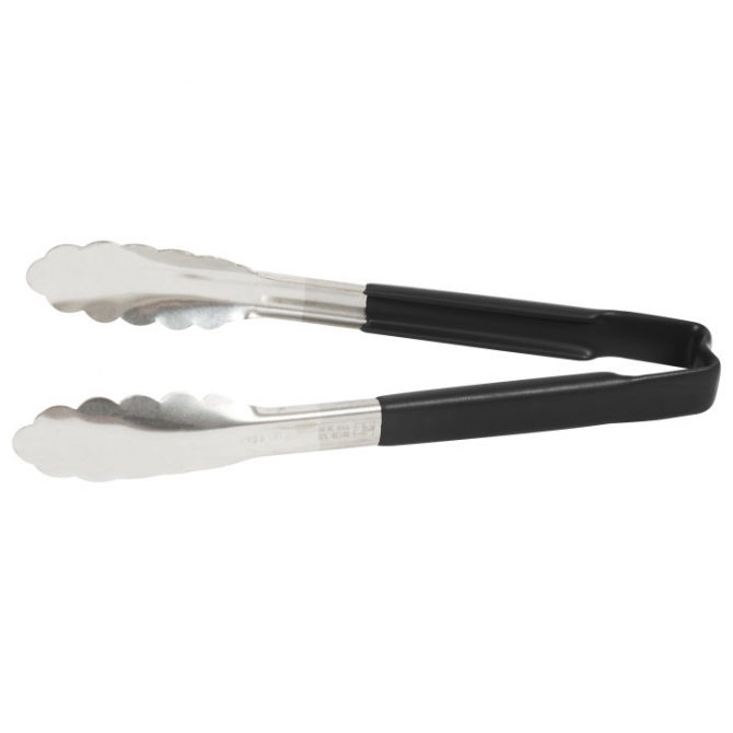 Vollrath 4780920 with Black handle one-piece scalloped 9" tongs 