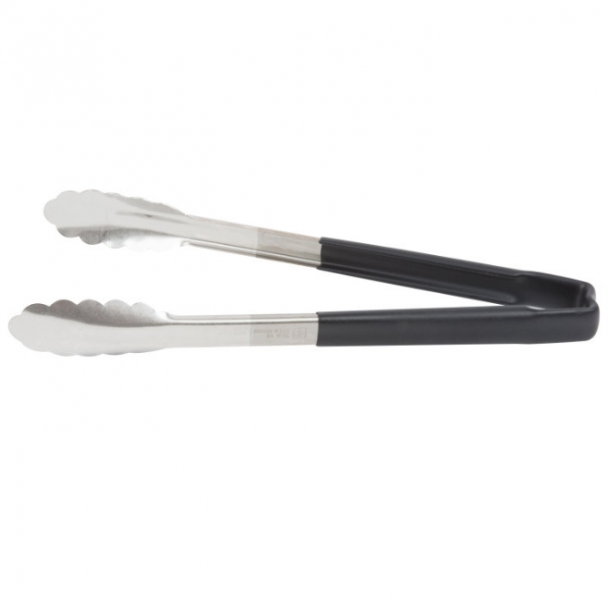Vollrath 4781220 with Black handle one-piece scalloped 12" tongs 