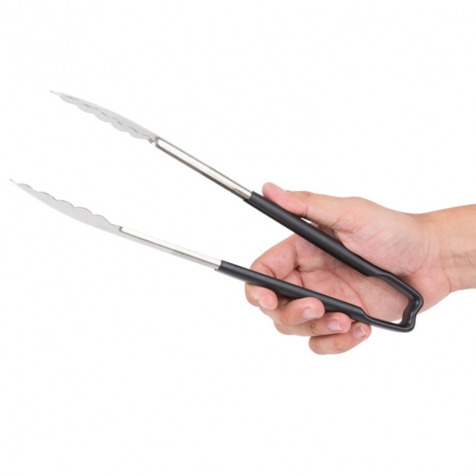 Vollrath 4781220 with Black handle one-piece scalloped 12" tongs 