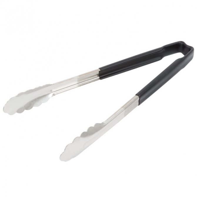 Vollrath 4781220 with Black handle one-piece scalloped 12" tongs 