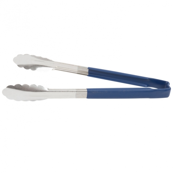 Vollrath 4781230 with Blue handle one-piece scalloped 12" tongs 