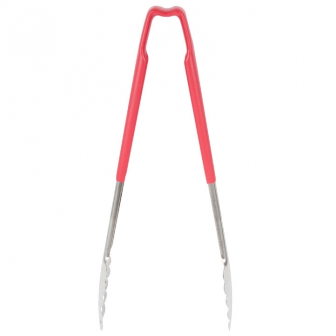 Vollrath 4781240 with Red handle one-piece scalloped 12" tongs 