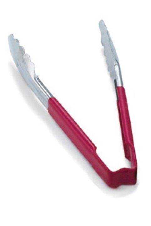 Vollrath 4781240 with Red handle one-piece scalloped 12" tongs 