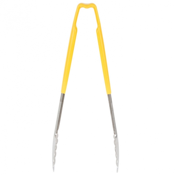 Vollrath 4781250 with Yellow handle one-piece scalloped 12" tongs 