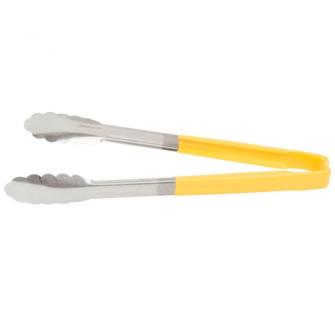 Vollrath 4781250 with Yellow handle one-piece scalloped 12" tongs 