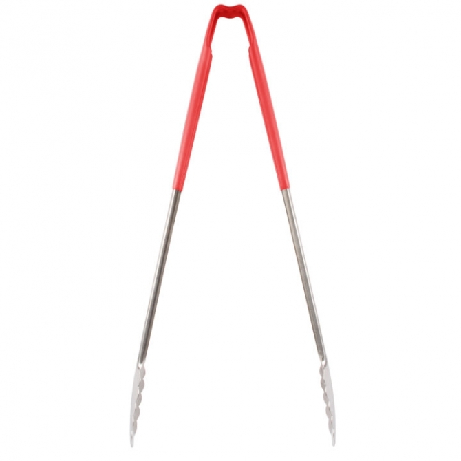 Vollrath 4781640 with Red handle one-piece scalloped 16" tongs 