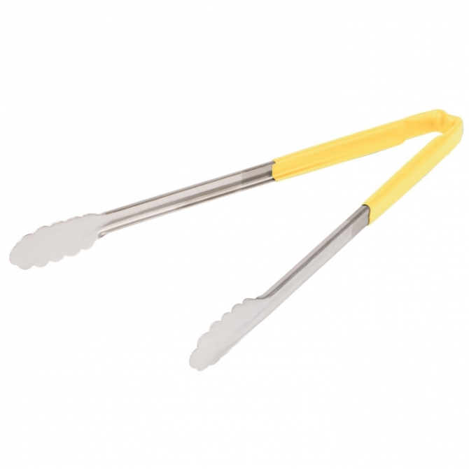 Vollrath 4781650 with Yellow handle one-piece scalloped 16" tongs 