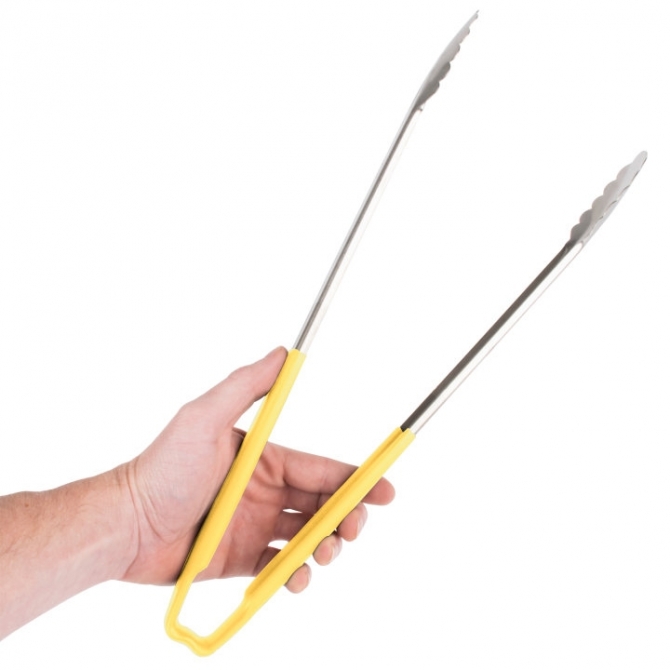 Vollrath 4781650 with Yellow handle one-piece scalloped 16" tongs 