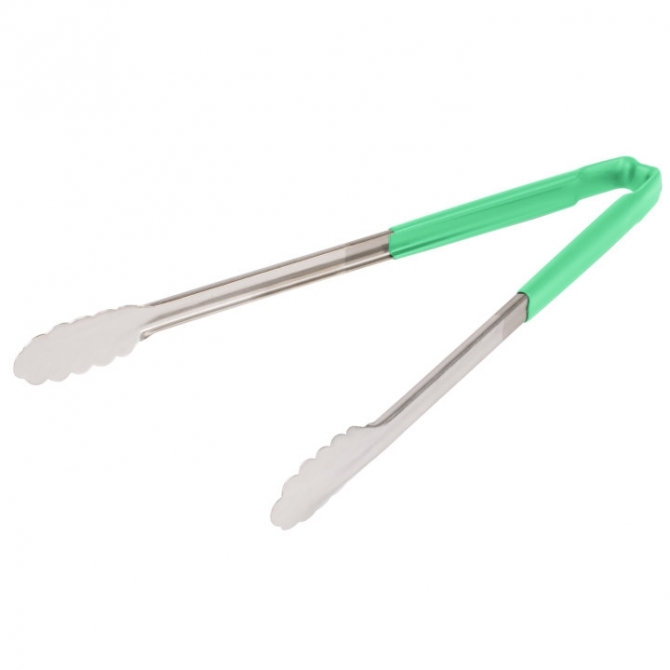 Vollrath 4781670 with Green handle one-piece scalloped 16" tongs 
