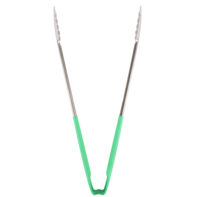 Vollrath 4781670 with Green handle one-piece scalloped 16" tongs 