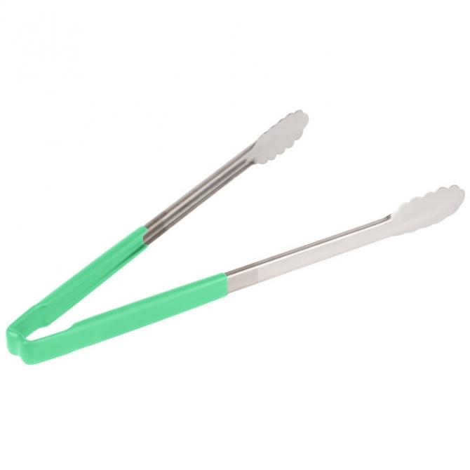 Vollrath 4781670 with Green handle one-piece scalloped 16" tongs 