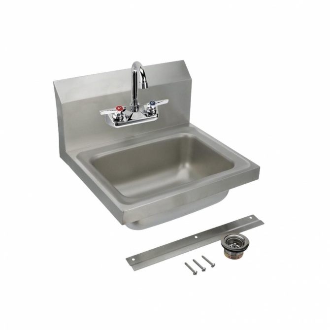 Encore Wall Mount Type 304 Series Stainless Steel Hand Sink 4" OC Mounting Holes bowl 14" x 10" x 5" Deep Less Side Splash