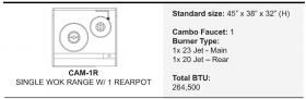 Cambo CAM-1R Wok Range 1 Hole with Rear Pot