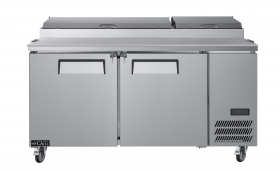 EFI CPDR2-67VC 67" Hinge Solid Stainless Steel 2 Doors Pizza Prep Cooler