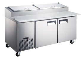 EFI CPDR2-67VCX 67" Hinge Solid Stainless Steel 2 Doors Pizza Prep Cooler