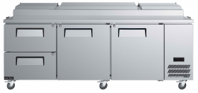 EFI CPDW2-93VC 93" Hinge Solid Stainless Steel 2 Drawers & 2 Hinged Solid Doors Pizza Prep Cooler