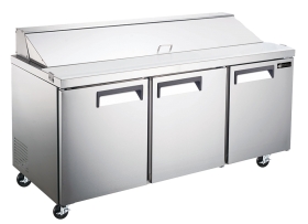 EFI CSDR3-72VCX 72" Stainless Steel Hinged Solid 3 Doors Prep Cooler Salad / Sandwich Table