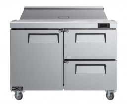 EFI CSDW2-48VC 48" Stainless Steel 2 Drawer wtih 1 Left Hinged Solid Door Prep Cooler Salad Table / Sandwich Table