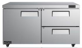 EFI CUDW2-60VC 60" 2-Drawers with 1 Door Left Hinged Solid Stainless Steel Undercounter Cooler