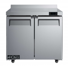 EFI CWDR2-36VC 36" Stainless Steel Hinged Solid 2 Doors Worktop Cooler with Backsplash