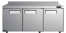 EFI CWDR3-72VC 72" Stainless Steel Hinged Solid 3 Doors Worktop Cooler with Backsplash