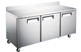 EFI CWDR3-72VCX 72" Stainless Steel Hinged Solid 3 Doors Worktop Cooler with Backsplash