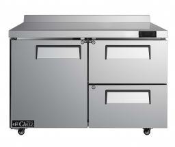 EFI CWDW2-48VC 48" Stainless Steel 2 Drawers with Left Hinged Solid 1 Door  Worktop Cooler with Backsplash