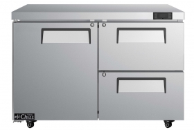 EFI FUDW2-48VC 48" 2-Drawers with 1 Door Left Hinged Solid Stainless Steel Undercounter Freezer